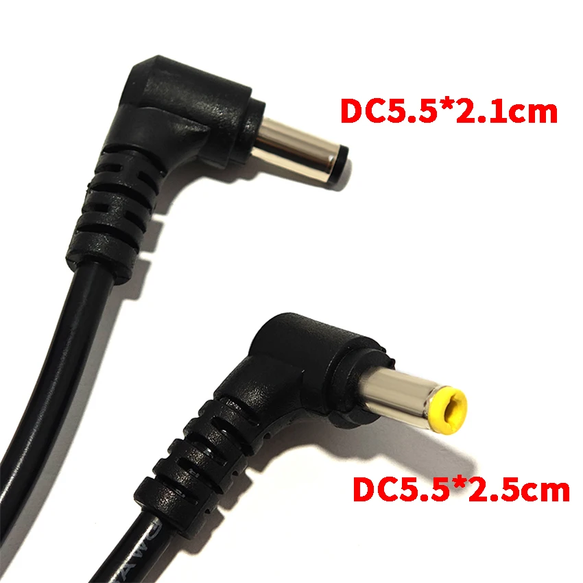 DC 전원 코드 5.5x2.5mm 5.5X2.1mm 남성 엘보형 케이블 5.5*2.1/2.5mm 플러그 공급 어댑터 10A 47cm 18AWG