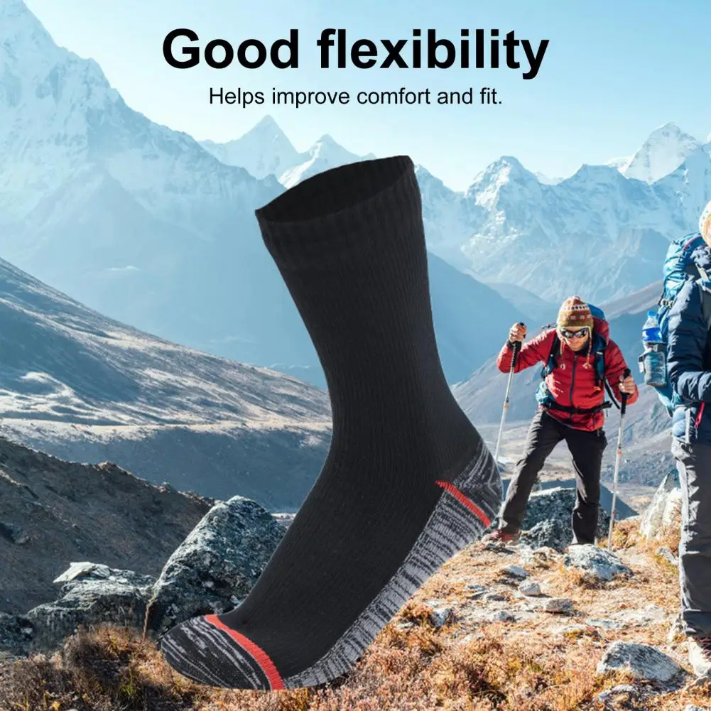 1 Pair Soft Riding Socks Sweat Absorption Waterproof Socks Mid-Tube Outdoor Hiking Wading Camping Keep Warm
