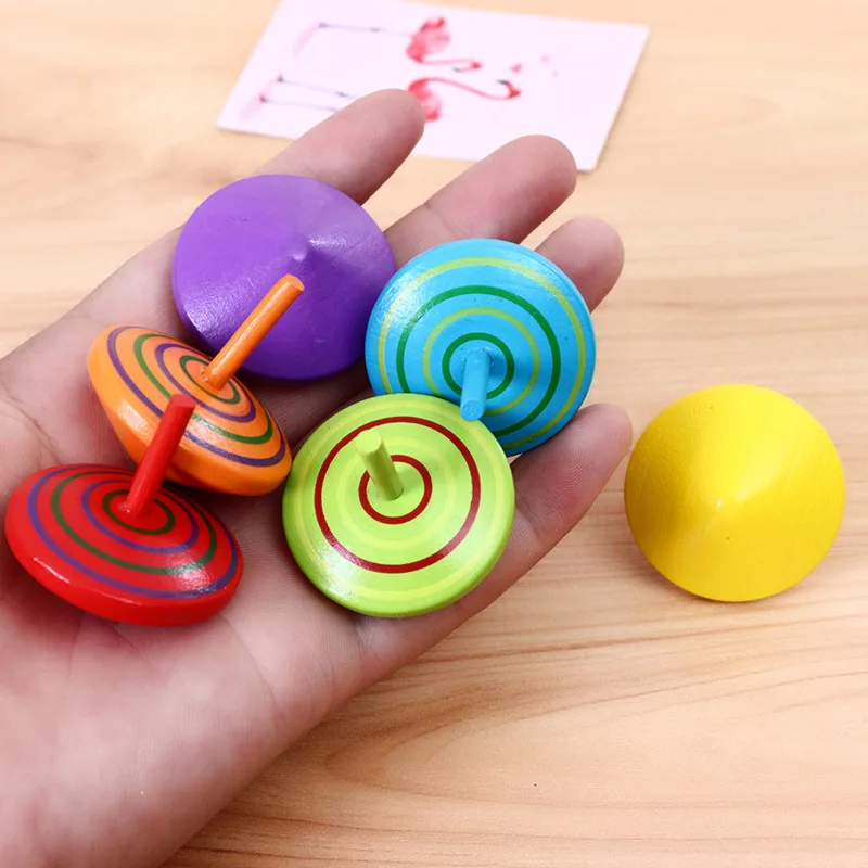 Colorful Stripe Wooden Gyro Toys for Boys Girls Birthday Gifts Funny Desktop Spinning Top Kids Adult Relief Stress Games 4Pcs spinning top toy battle top toy battle tops gyro toupie gyroscope toy