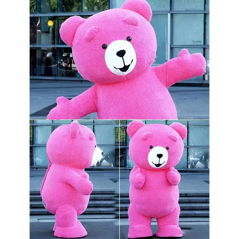 Teddy Bear Plush Doll Colorful Inflatable Mascot Costume Cute Funny Bear Clothing Cartoon Cosplay Dress Up Jumpsuits
