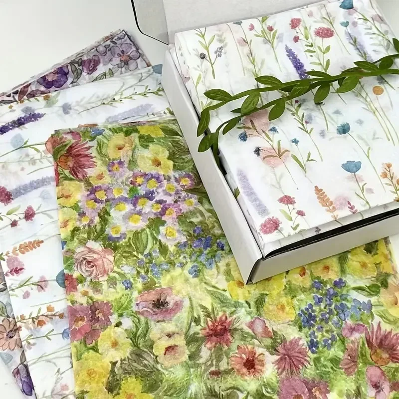 Colorful Floral Pattern Wrapping Tissue Paper Pack