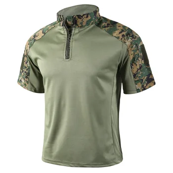 Camicia tattica mimetica Manica corta T-shirt da combattimento ad asciugatura rapida T-shirt mimetica militare da uomo Camicie da escursionismo da caccia all'aperto