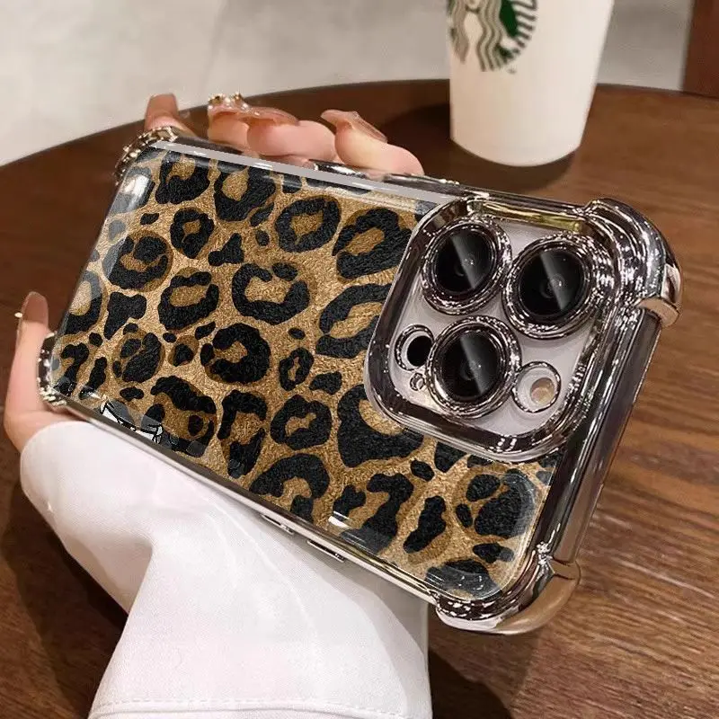 Chic Leopard Print Plated Soft TPU Phone Case