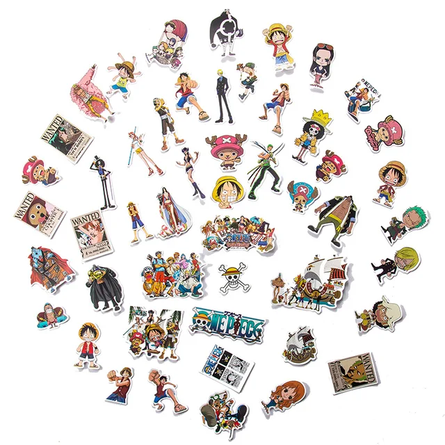 50/100Pcs One Piece Luffy Stickers Anime Sticker Notebook Motorcycle Skateboard Computer Mobile Phone Cartoon Toy 5