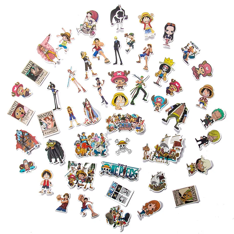 50/100Pcs One Piece Luffy Aufkleber Anime Aufkleber Notebook Motorrad  Skateboard Computer Handy Cartoon Spielzeug