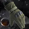 JSJM Tactical Gloves Men Winter Velvet Thickened Warm Gloves Long Finger Touch Screen Anti-Slip Full Finger Gloves Ski Gloves 2