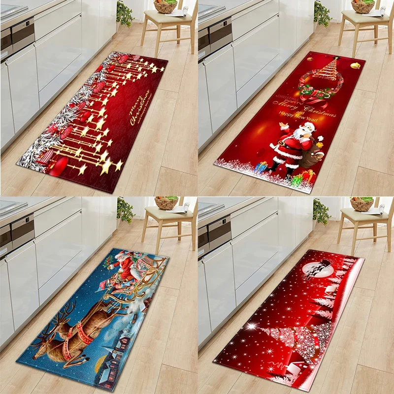

Рождественские кухонные коврики, полы для входной двери в спальню, коврики для гостиной, Нескользящие Коврики для прихожей и ванной