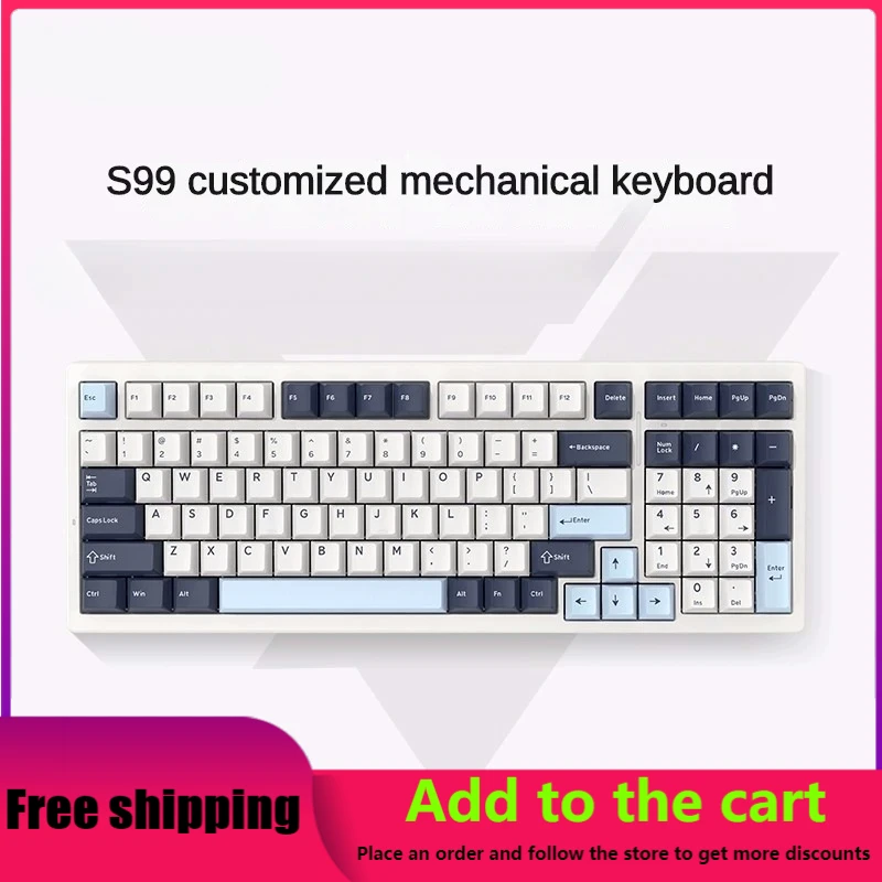 

Original S99 GASKET Customized Mechanical Keyboard Bluetooth Wireless Three Modes Full Key Hot Swap RGB Backlit Gaming Keyboards