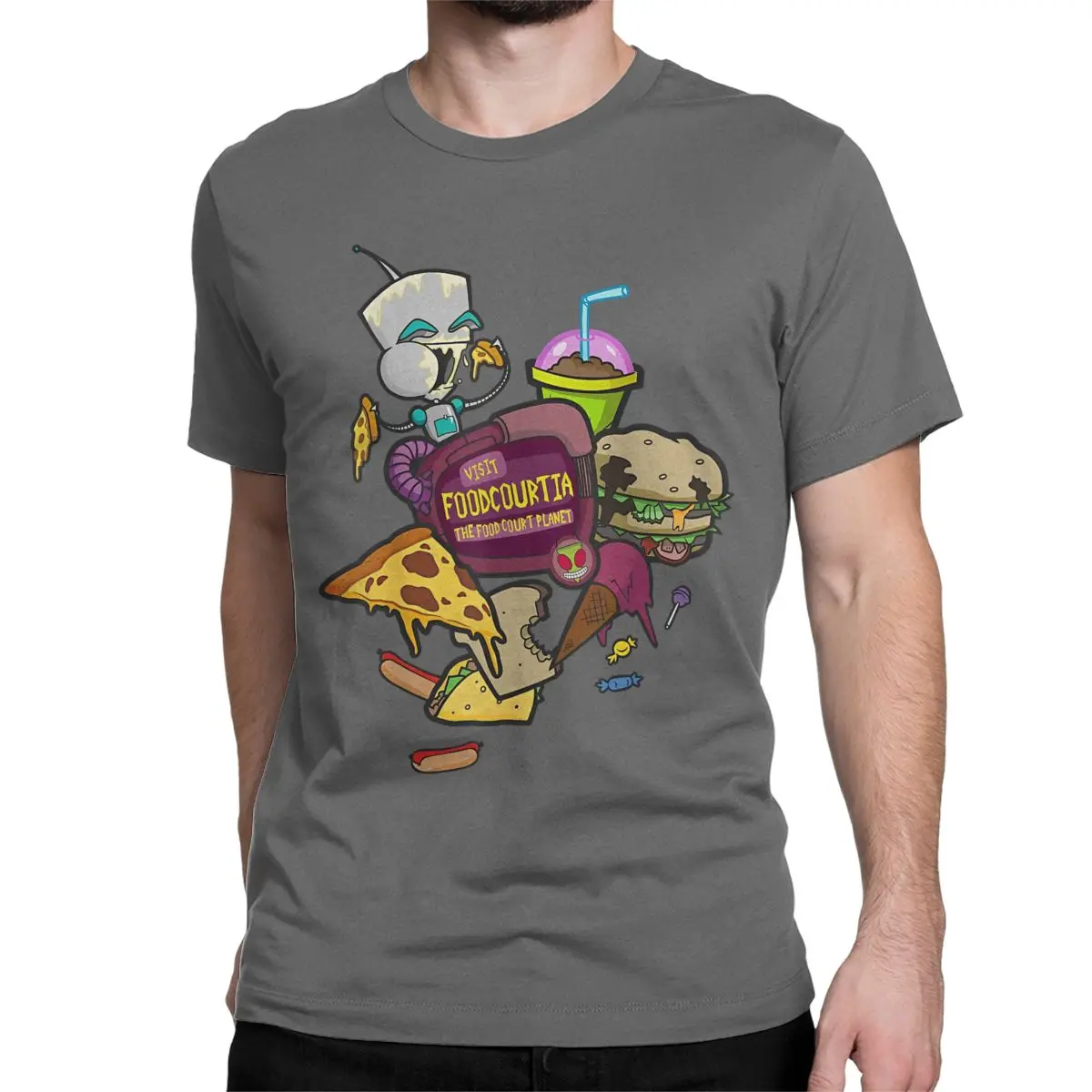 thumbnail image 1 of Camisetas de Invasor Zim para hombre y mujer, estilo vintage de algodón puro, cuello redondo, manga corta, camisetas únicas., 1 of 7
