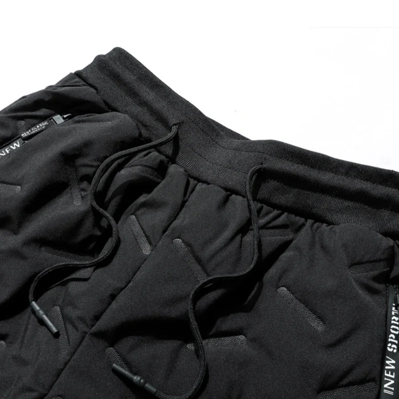 Lamb Down Cotton Sports Pants Men's Fleece Plush Thick Casual Pants Windproof Coldproof Warmth Retention Running Sweatpants