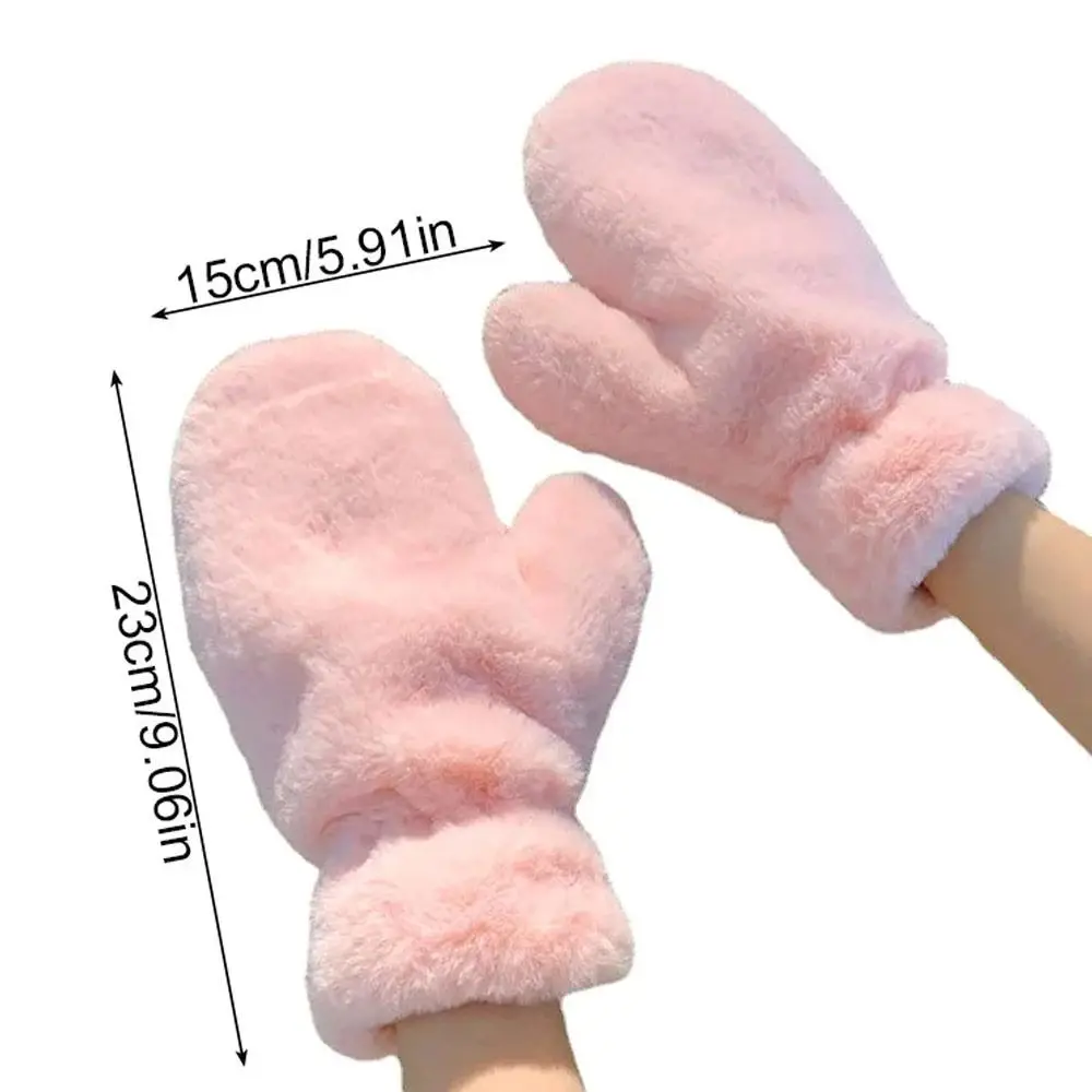 Outdoor Windproof Women Thicken Plush Gloves Keep Warm Soft Fluffy Fur Warm Gloves Tight Cuff Cold Protection Winter Mittens