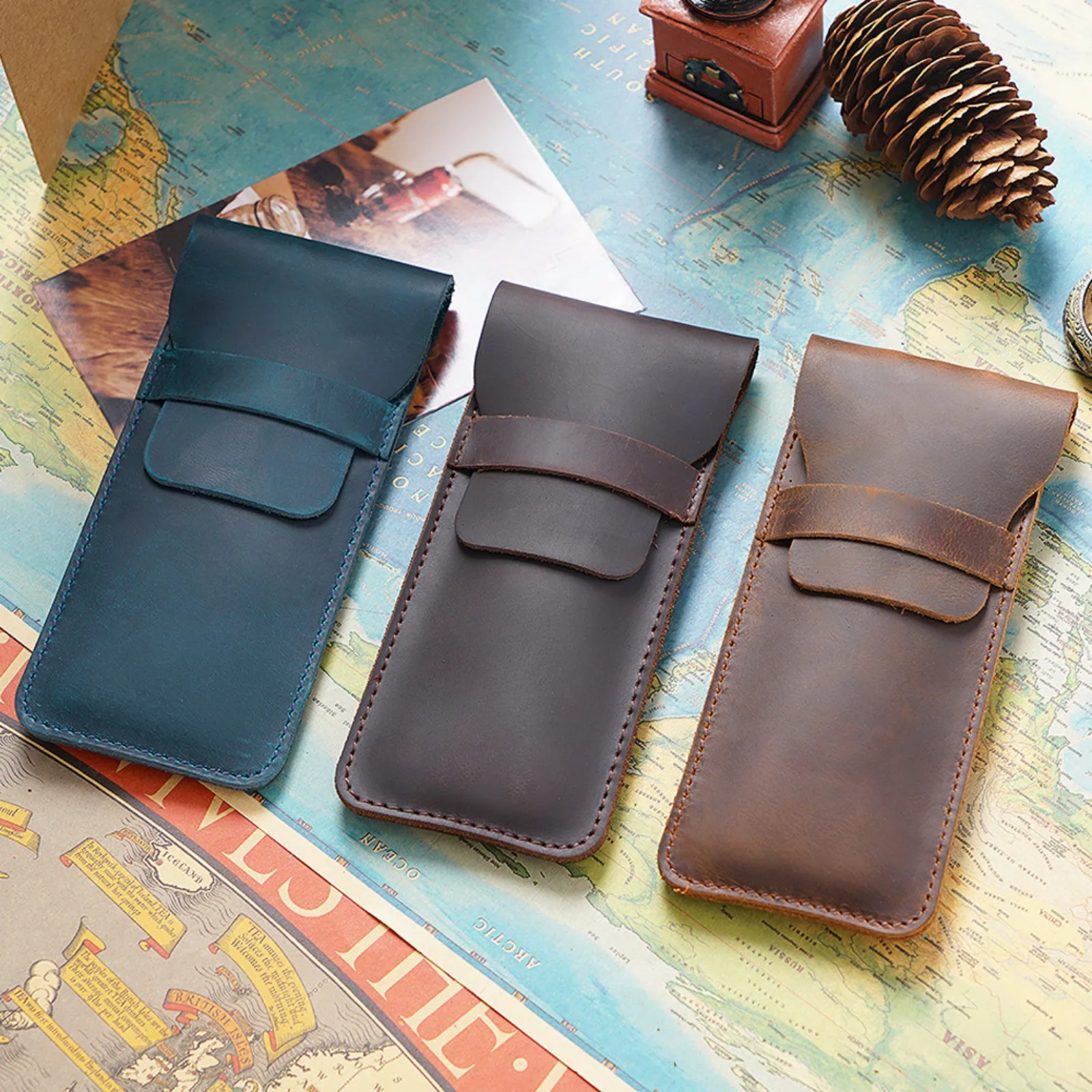 Premium Leather Pen Holder Pencil Case Retro Genuine Cowhide Pen Bag Pencil Pouch Durable Sleek Leather Single Pen Sleeve 5