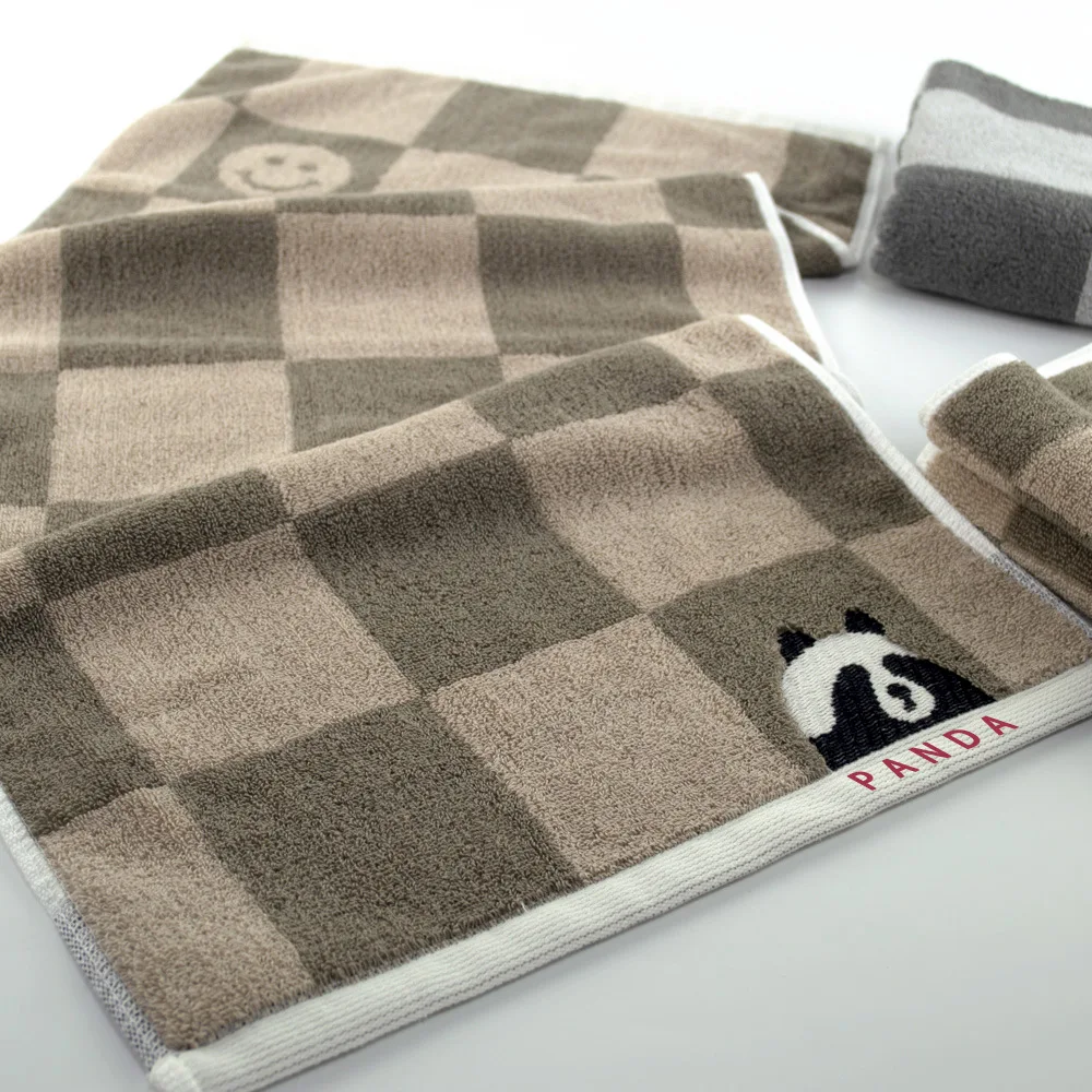 Cotton Face Towel Thickened 32 Strand Adult Towel Panda Grid Super Absorbent Household Pure Thickened Towel Ultimate Strand