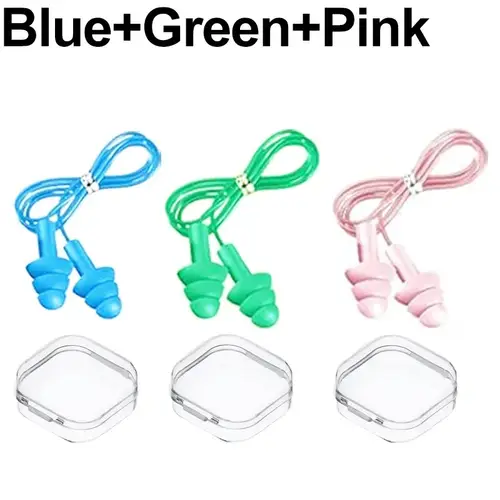 Silicone Corded Ear Plug Protector Anti Lost Reusable Hearing Protection Noise Reduction Safe Swimming Work Earplugs With Rope - Image 10