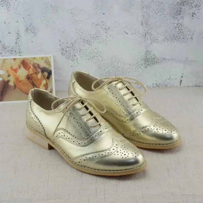 Oxford Zapatos Cordones Dorados Zapatos Oxford Vintage De Piel