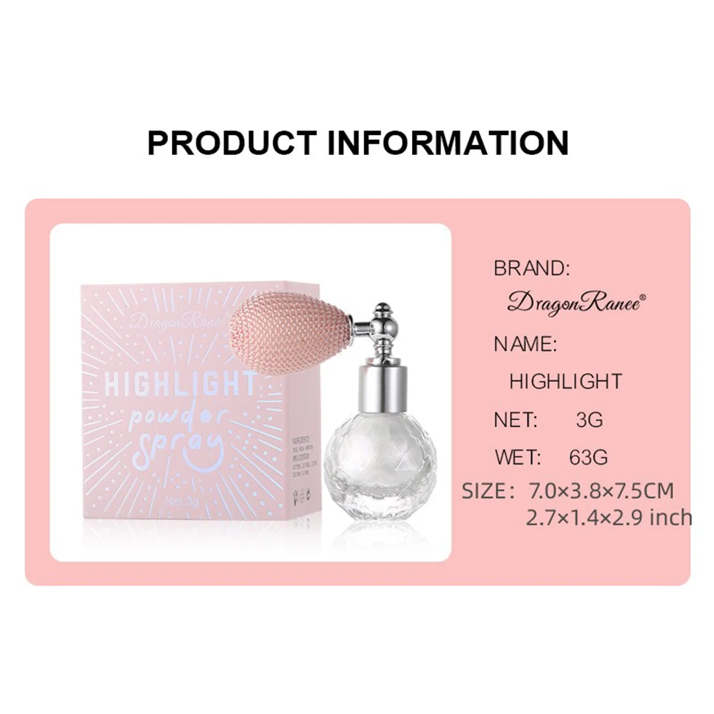 Shiny Glitter Body Powder Highlighter Spray with High Gloss Shines and Sparkling, Suitable for Face and Body Makeup Highlighter 4