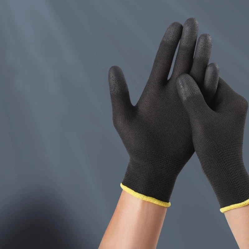 2/6/12 Pairs Nylon Knitted work gloves With PU Coated Work Safety Gloves Gardener Builder Driver Mechanic Protective Supplies
