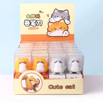 귀여운 고양이 모양 연필 깎이, 귀여운 문구, 미니 만화 휴대용 연필 커터, 학생 선물, 학교 사무용품