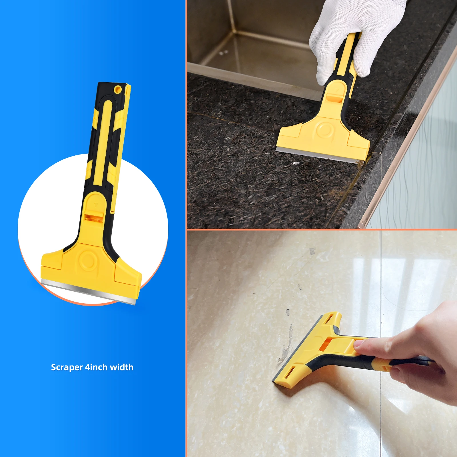 EHDIS Carbon Steel Razor Blade Putty Knife Scraper Glass Window Tile Stove Top Cleaning Squeegee Floor Adhesive Removal Tools