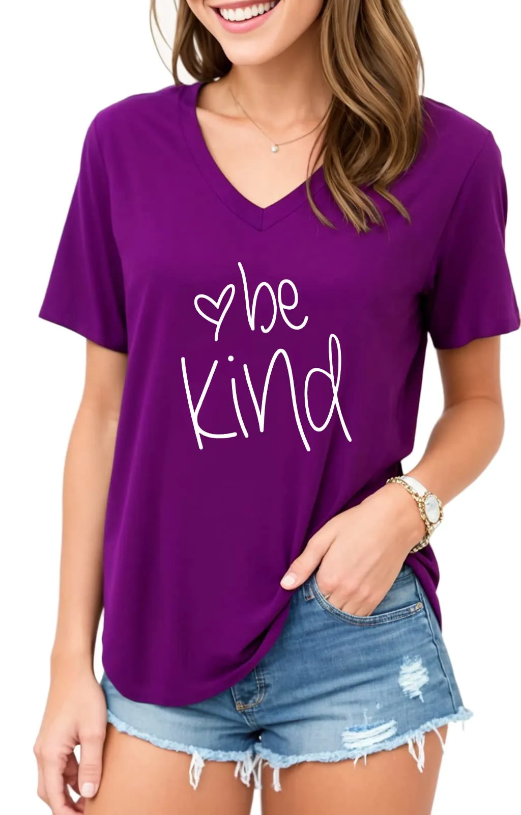 Be Kind Woman Clothing prints Cute Graphic Blessed Shirt Fashionable V-Neck Inspirational Teacher Fall Tees Tops