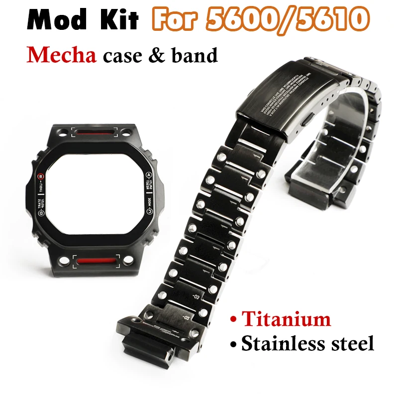 

Mech Style 5600 5610 титановый мод комплект для Casioak Watch металлическая фоторамка и ремешок DW5600 GWB5600 G5600E GWM5610 с инструмент для заправки
