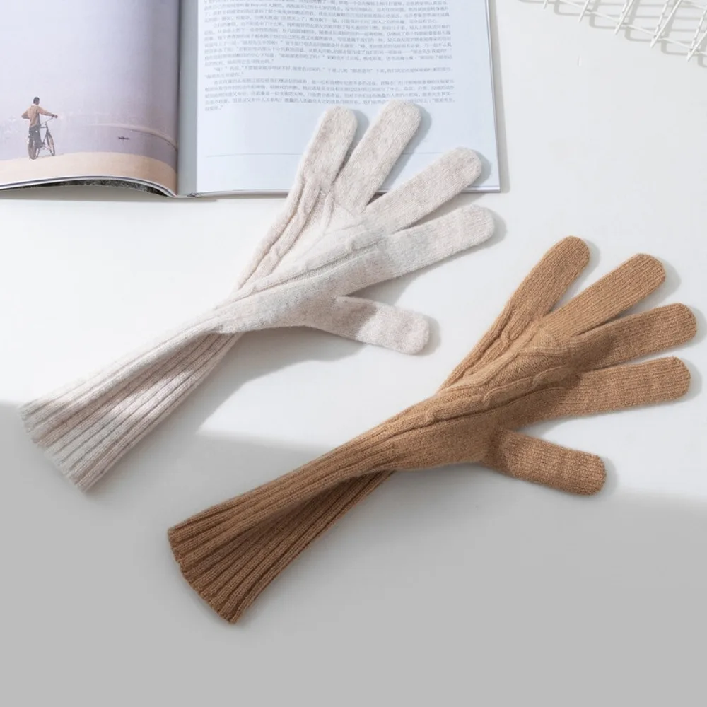 

1Pair Split Finger Knitted Gloves New Full Fingers Seamless Warm Gloves Keep Warm Jacquard Touch Screen Gloves Women
