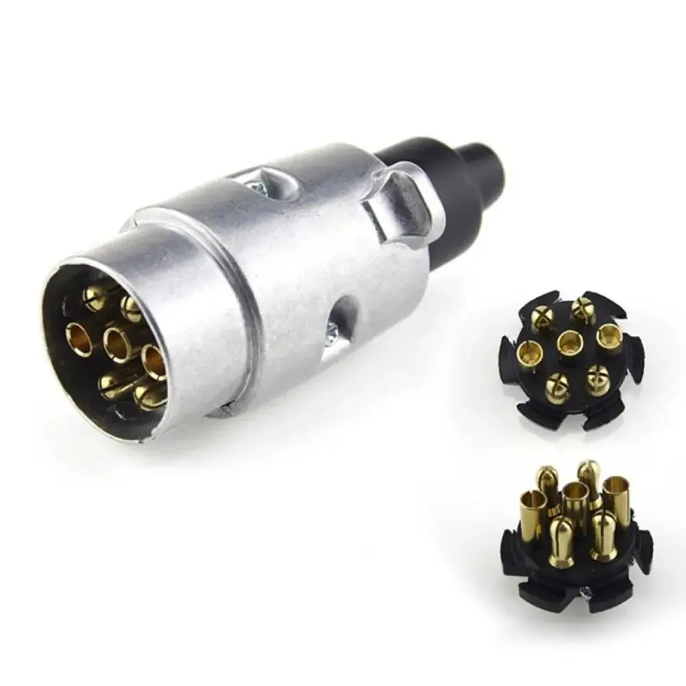 12V 7 Pin Trailer Plug Socket Set Rubber Seal Car Trailer Coupling Connector EU Plug Durable Trailers Accessories Sockets