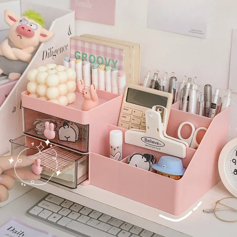 Multifunctional Desktop Organizer with Drawer and Pen Holder