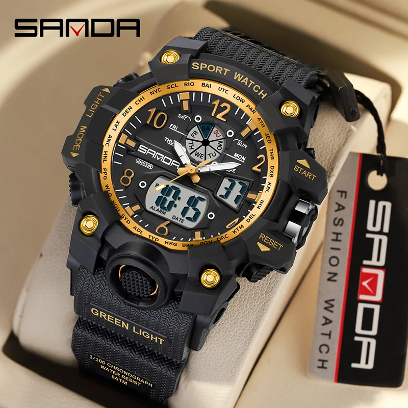 2023 New Youth Sports Trend Korean Electric watch Men's Creative SANDA 3306 Personality Wristwatch