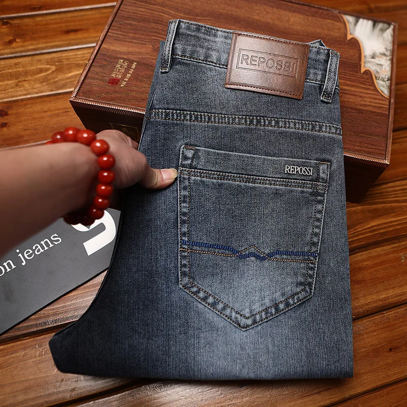 High-end Men's Jeans Trendy Fashion Versatile Slim Fit Stretch Casual Business Office Simple Long Pants 6