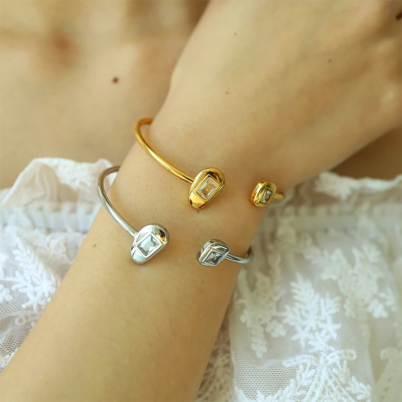 Geometric Simple Luxury Opening Bracelet Fashion Women Trend Jewelry Irregular Unique Wedding Party Gifts Accessories RG413 2