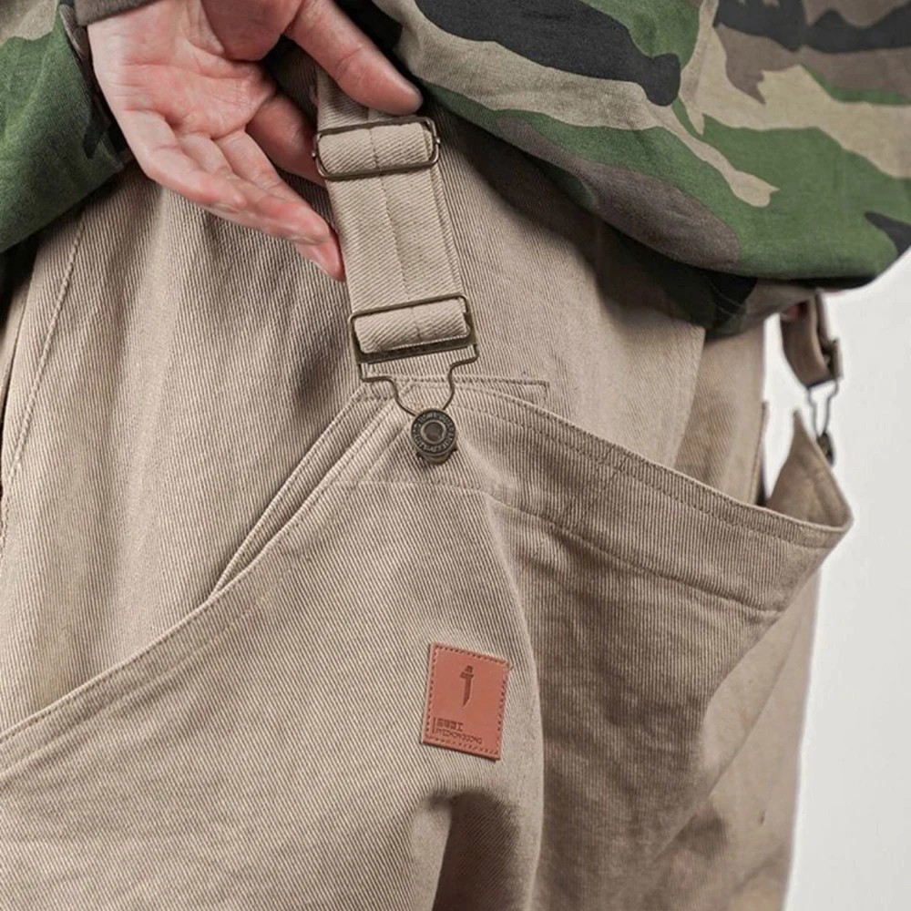 Hip Hop Solid Color Cargo Casual Shorts Multi Pockets Harajuku Retro Shorts Pants Male Streetwear  Ribbon Loose