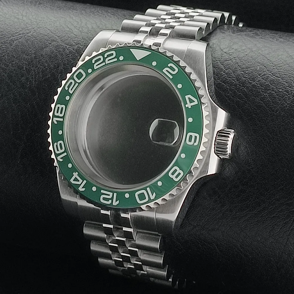 Premium GMT Watch Case with Bidirectional Sapphire Bezel and Slide Buck, 40MM, 5Bar Water Resistance