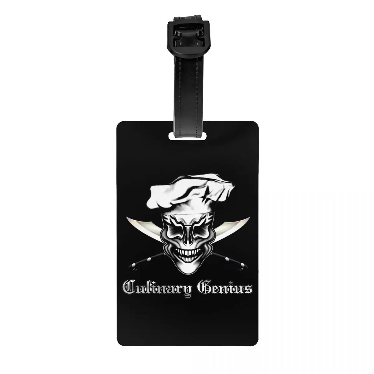 

Custom Culinary Genius Skull Chef Luggage Tag Privacy Protection Cooking Pirate Baggage Tags Travel Bag Labels Suitcase