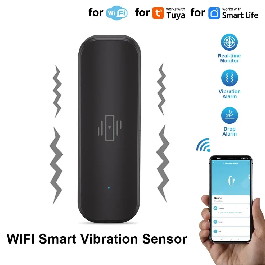 Vibration Sensor For Zigbee For Tuya Smart Home APP Notification Real-Time Motion Shock Alarm History Record