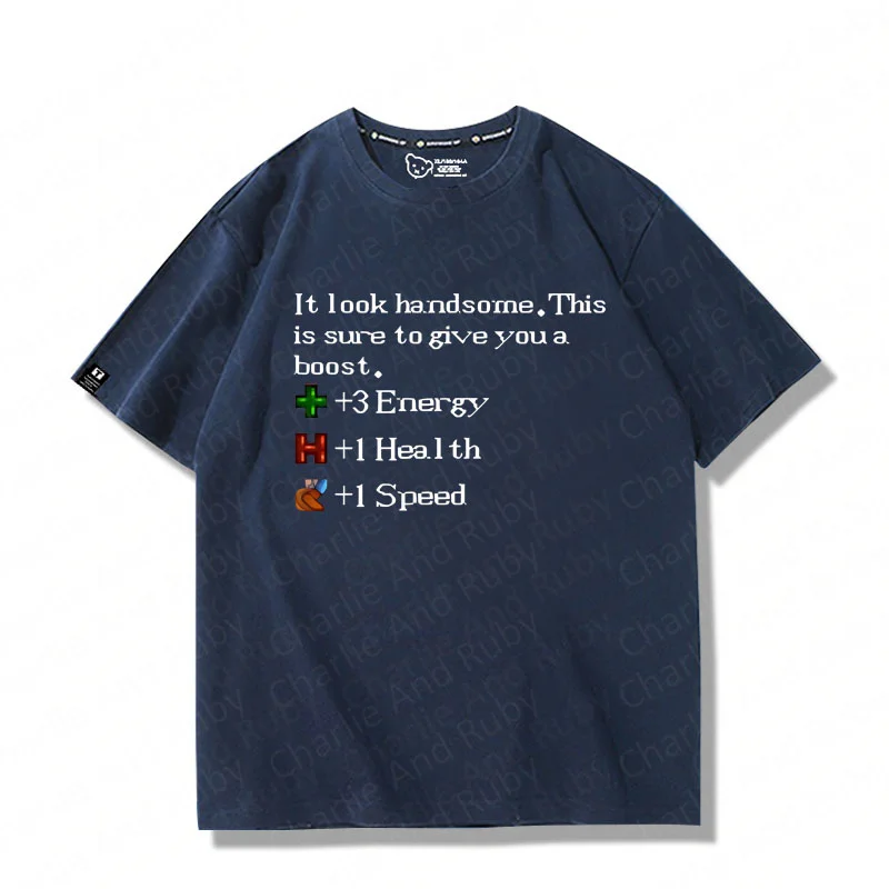 Star Dew Valley Story Game Interesting Text Pure Cotton Round Neck Short Sleeve T-Shirt Men's And Women's Summer Clothing
