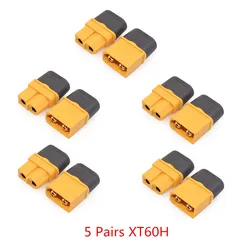 XT60 XT60H Bullet Power Connectors - Male & Female Plugs for RC, Lipo Battery, Motor, and 3D Printer Applications (5/10PCS) (5 Pairs XT60H)