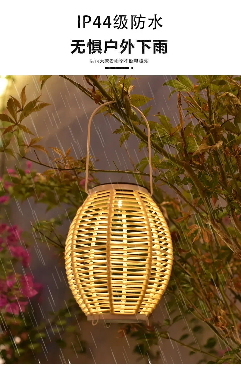 Description Picture 6 of itemSolar Rattan-Weaved Ceiling Lamp Outdoor Courtyard Garden Lawn Lamp Handmade Imitation Bamboo Hanging Lamp Atmosphere Landscape
