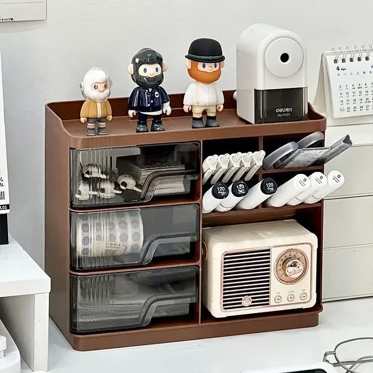 Desktop Drawer Storage Box Inclined Pen Holder Multifunctional Office Storage Shelf Stationery Organizer Students Supplies
