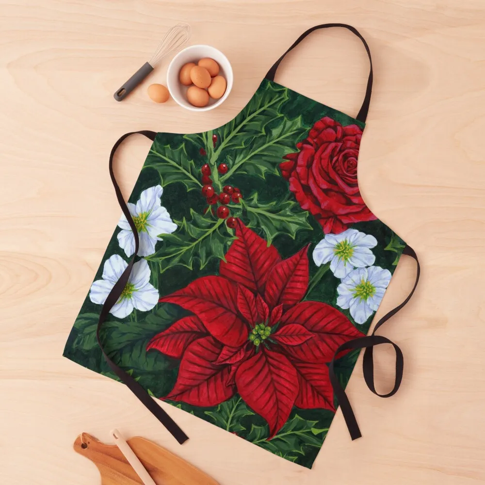 Christmas Flowers Apron Barista Funny Apron