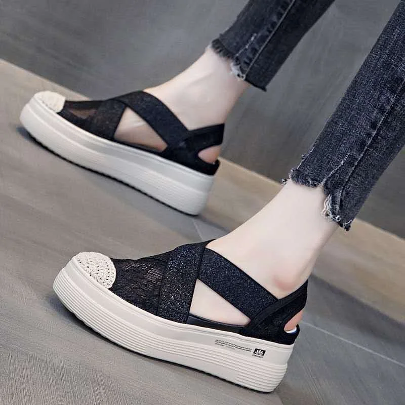 Retro Beige Vulcanize Shoes Women Shoes Summer New Ladies Breathable Mesh Casual Shoes Fisherman Shoes Girls Slip on Loafers