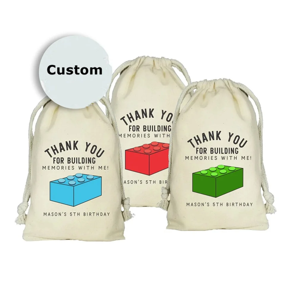 20pcs Brick or Blocks Party Favor Bags, Thanks For Building Memories Block Party, Brick Mini Fig Birthday Party Favor Bags