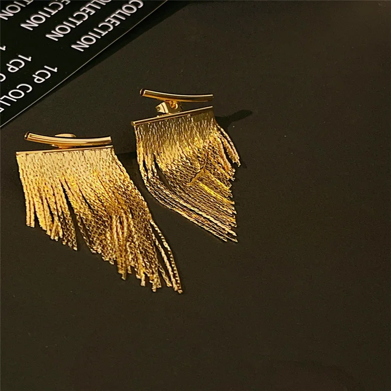 Dangle Earrings Drop Earrings Pendant Earrings Long Earrings Golden Earrings Crystal Tassel Earrings Fashion Statement Gold Color Bling Tassel Earrings For Women Female Wedding Daily Jewelry Gifts