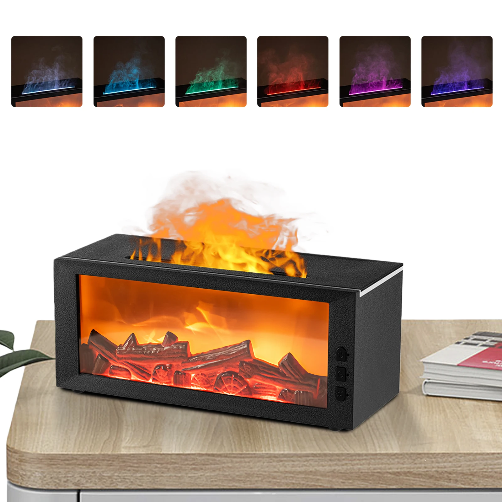 Fireplace Flame Air Diffuser Humidifier 7 Colors Cool Mist Humidifier ...