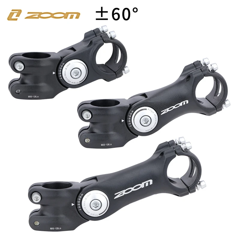 

ZOOM Mountain Bike Adjustable Stem 31.8x28.6mm Aluminium Alloy 75/105/125mm Heightening Stems EIEIO Bicycle Parts