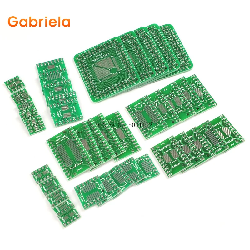 8Types 40pcs PCB Proto Boards SMD to DIP Adapter Plate Converter TQFP (32 44 48 64 84 100) SOP SSOP TSSOP 8 10 14 16 20 23 24 28 pcb adapter plate