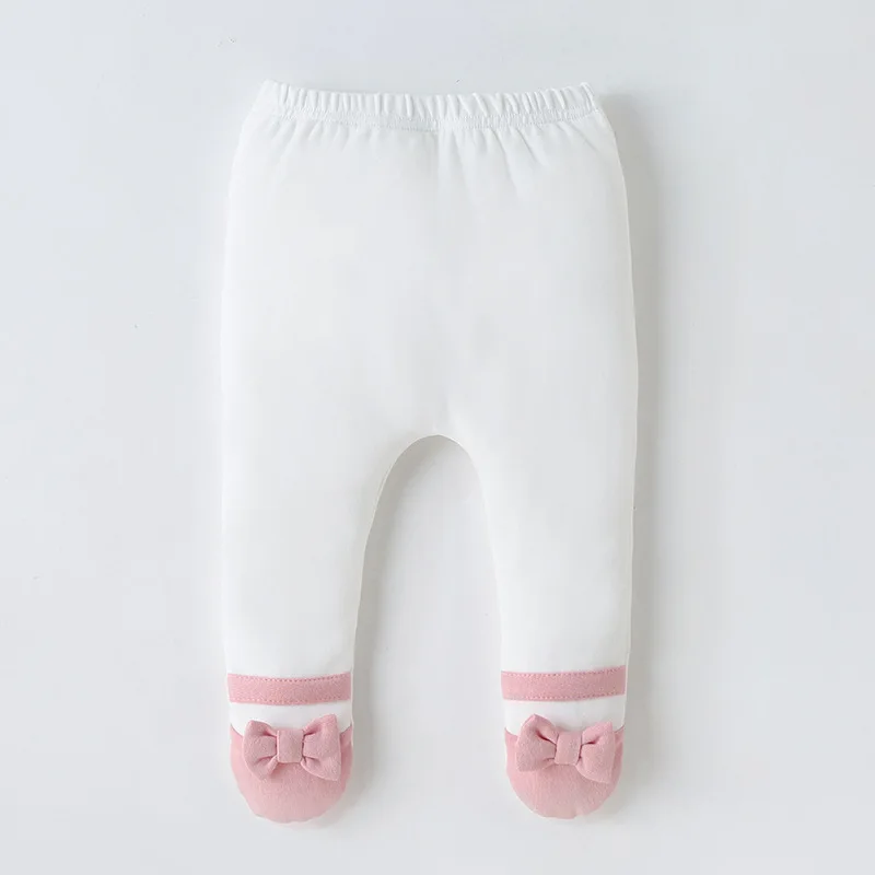 Baby Trousers Baby Leggings 0-18M Baby Girl Pant with Footies Heart Trousers Newborn Infant PP Pant Toddler Girl Clothes Elastic Waist Kid Legging