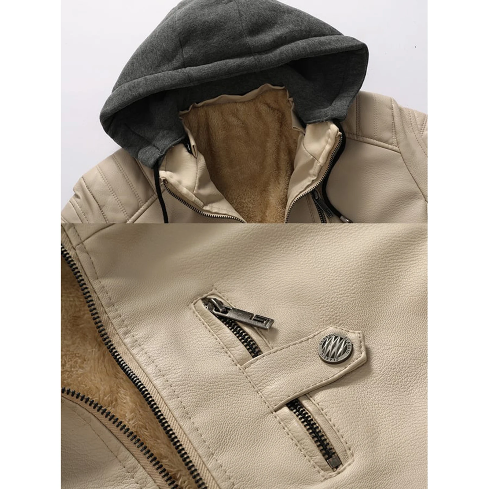 Men's Solid Color Hooded Jacket - Material Texture