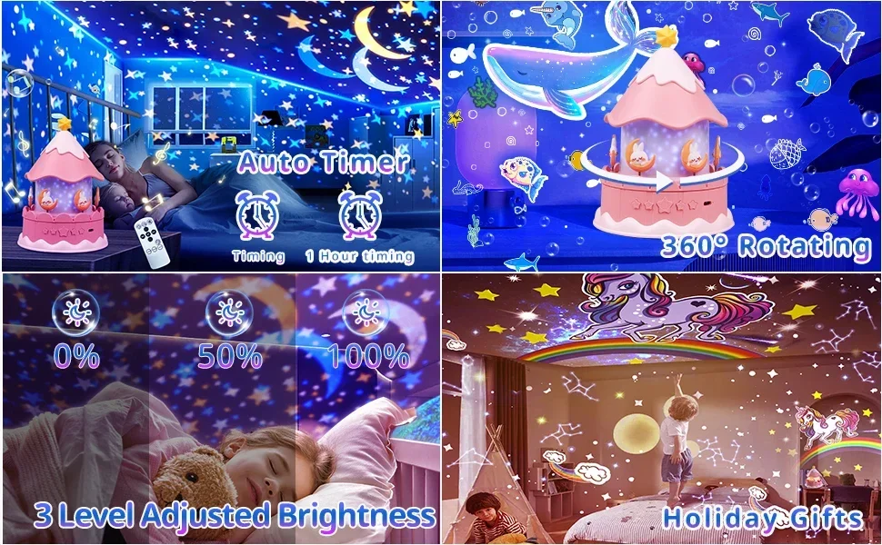 Star Galaxy Projector Night Light - 21 Film Sets With 360?? Rotation For Kids Bedroom & Nursery