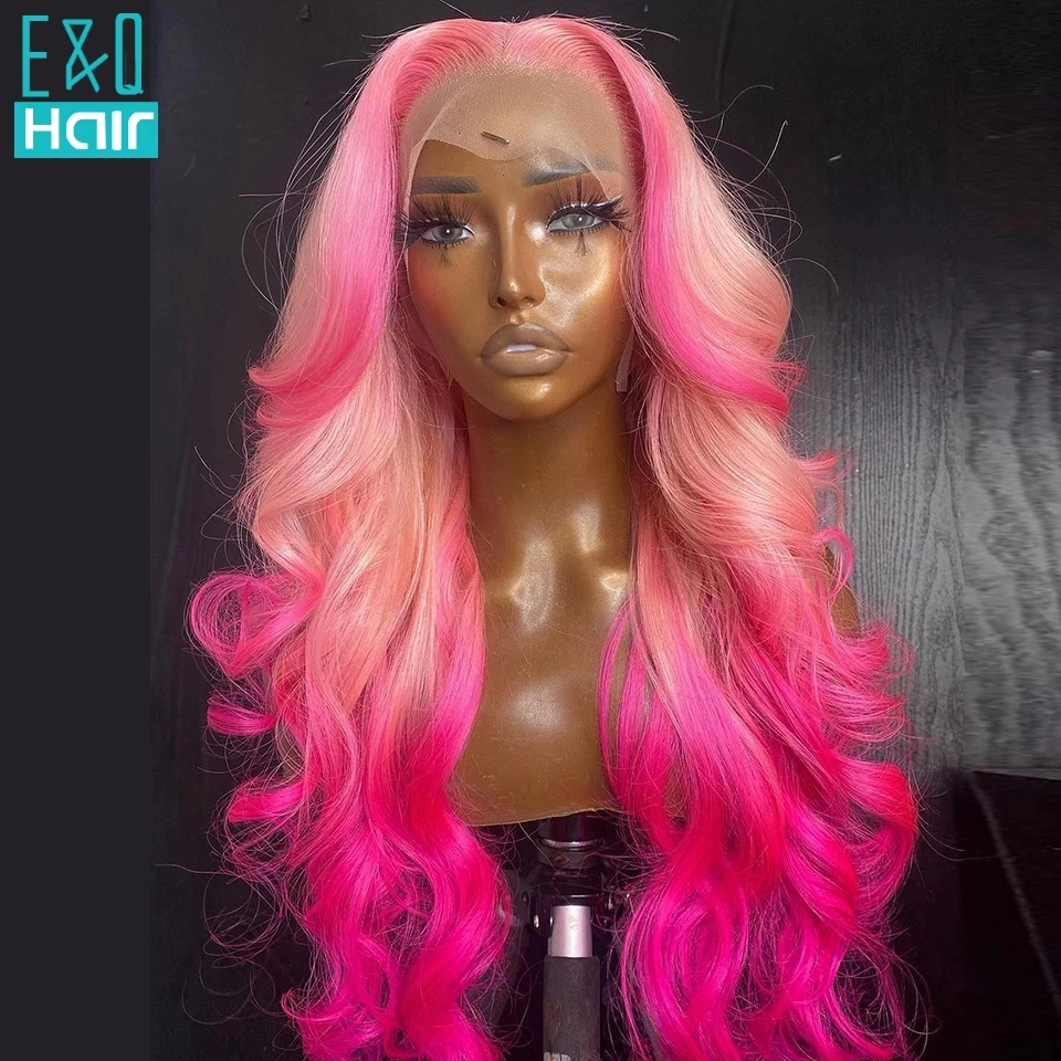 Ombre Pink Lace Front Wigs Human Hair